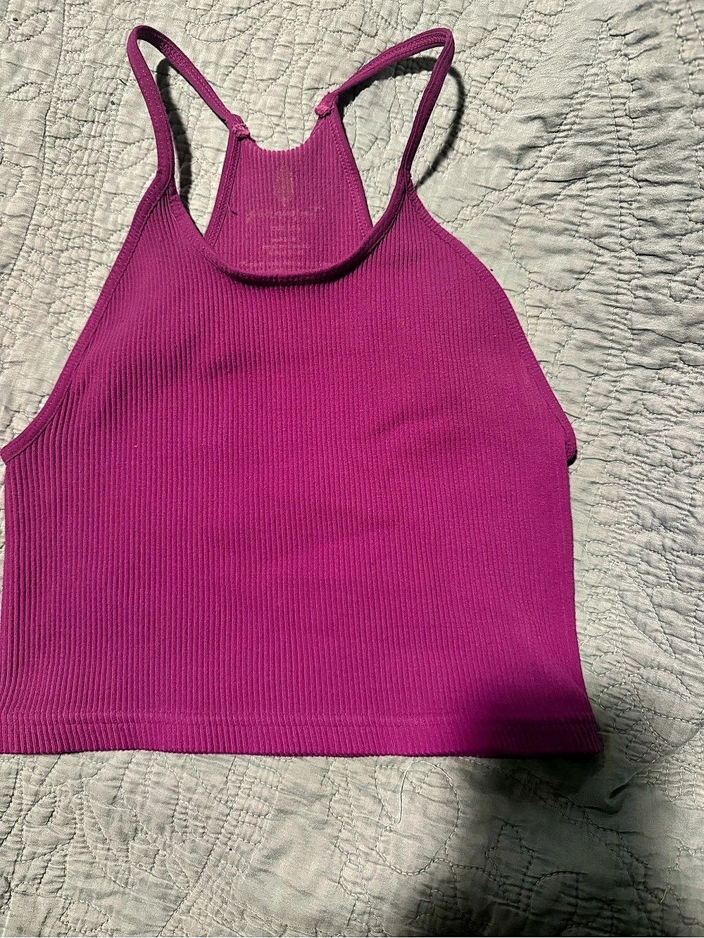 Free People Good Karma Crop Tank Ribbed Tank Top in Pink Like New